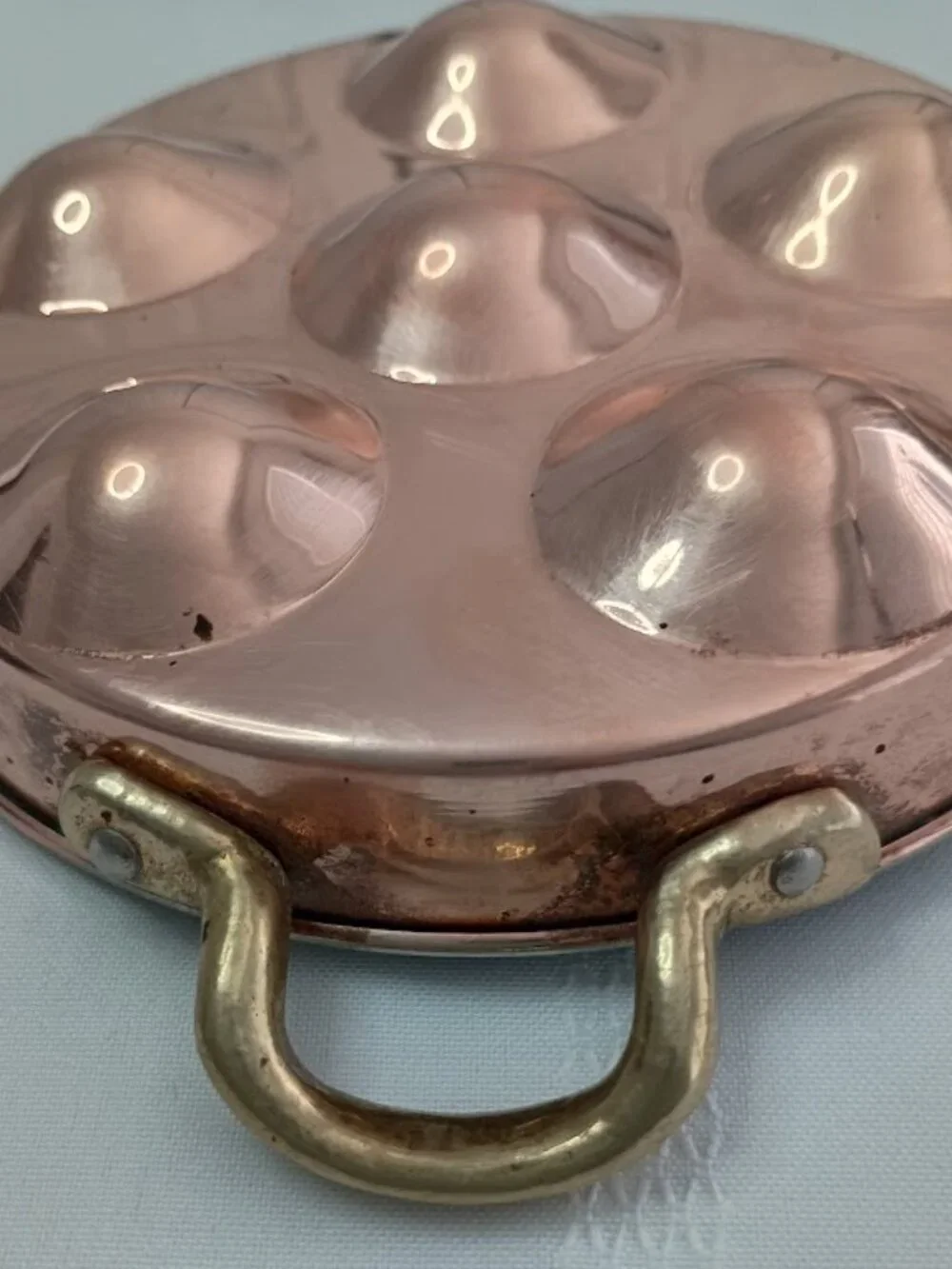 Vintage Copper Egg Poacher/Escorgot Pan with Brass Handles
